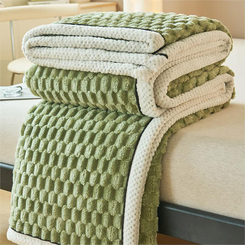 Thick Coral Fleece Throw Blanket – Soft, Warm & Reversible Design