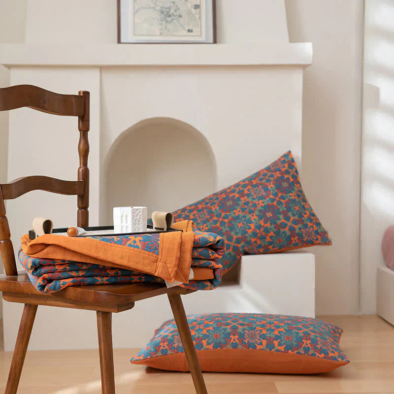 TeraLoom Six-Layer Cotton Quilt – Blue Patterned for Cozy Comfort
