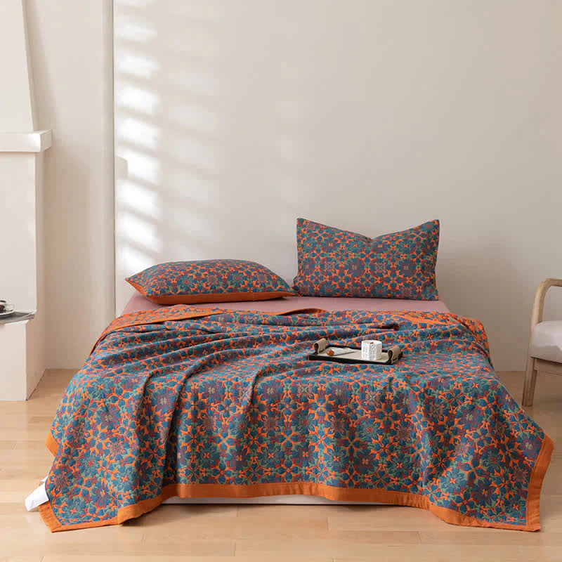 TeraLoom Six-Layer Cotton Quilt – Blue Patterned for Cozy Comfort