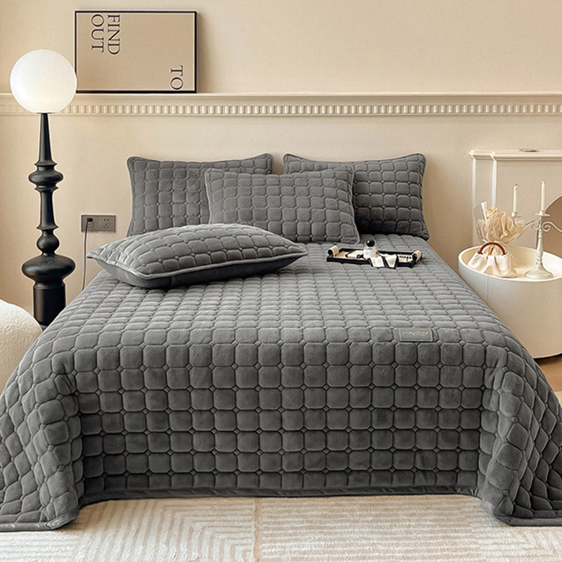 Soft Quilted Throw Blanket – Modern Square Pattern Design