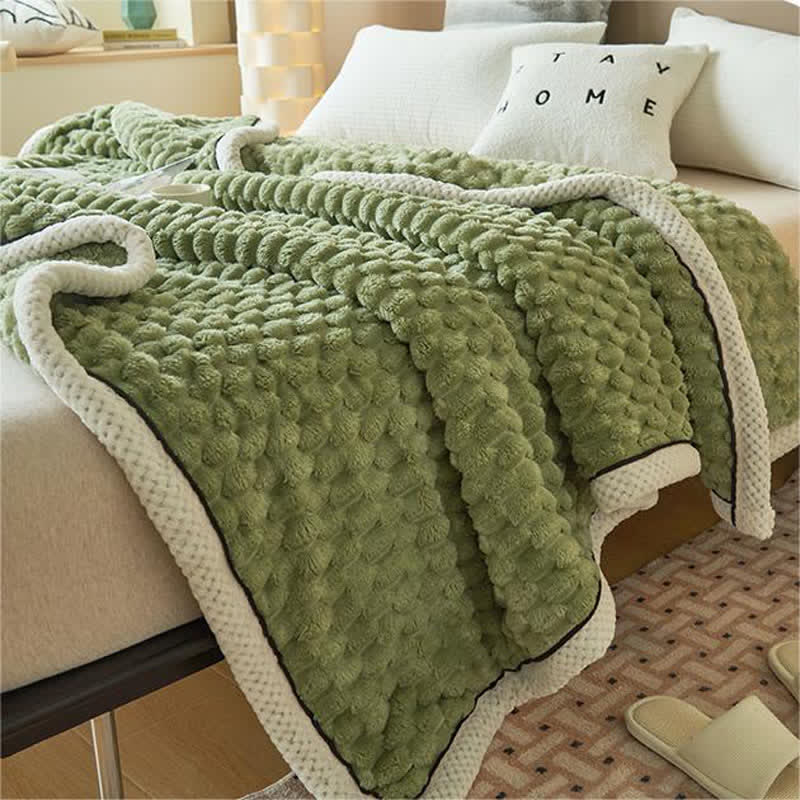 Thick Coral Fleece Throw Blanket – Soft, Warm & Reversible Design