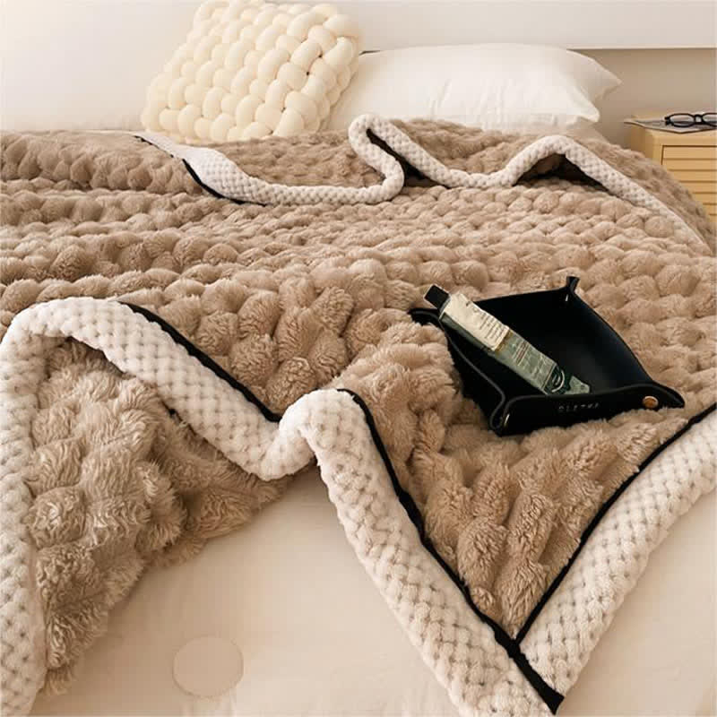 Thick Coral Fleece Throw Blanket – Soft, Warm & Reversible Design