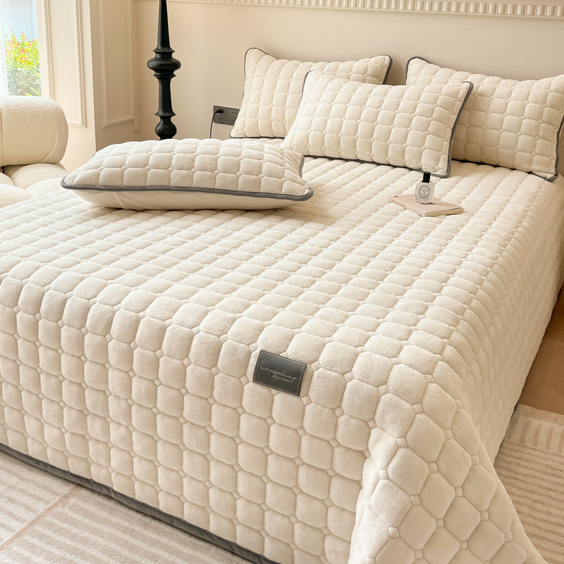 Soft Quilted Throw Blanket – Modern Square Pattern Design