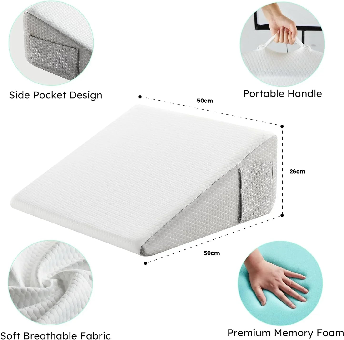 Deluxe Inclined Wedge Pillow – Supportive Cushion for Back, Neck, and Leg Relief