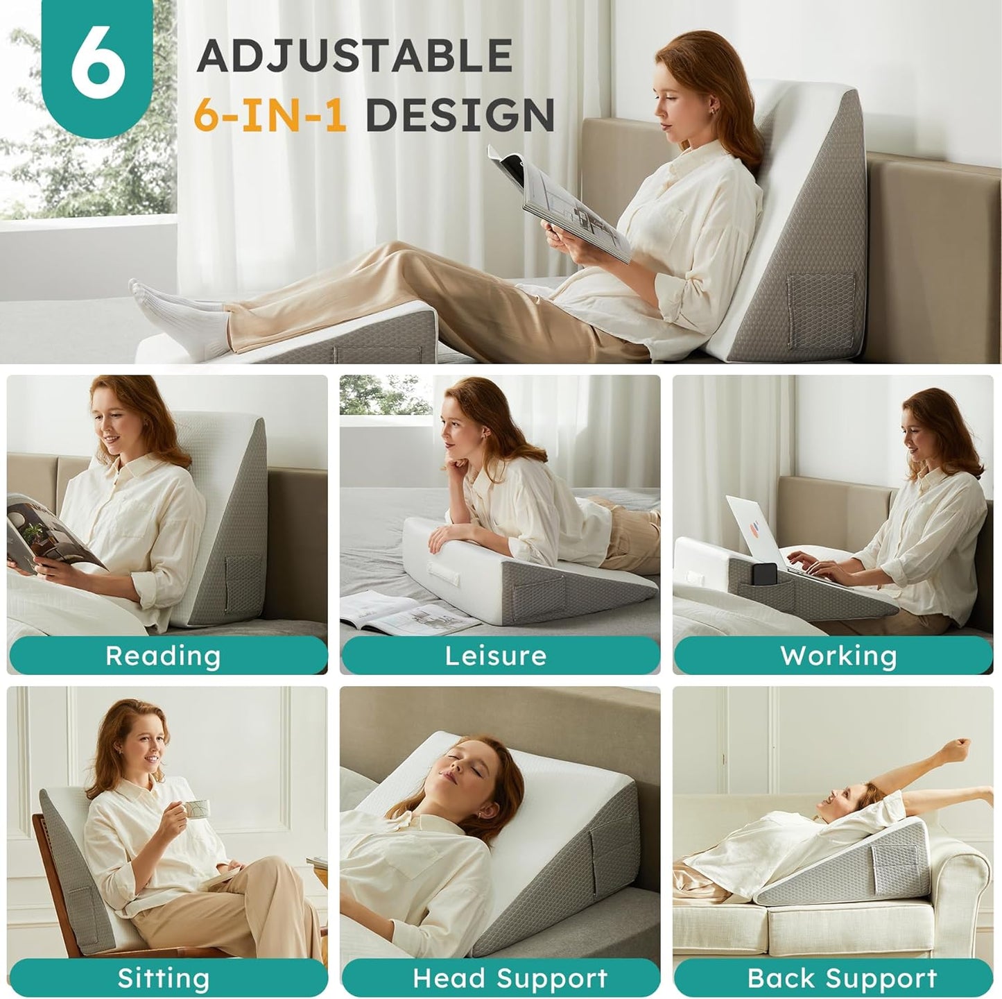 Deluxe Inclined Wedge Pillow – Supportive Cushion for Back, Neck, and Leg Relief