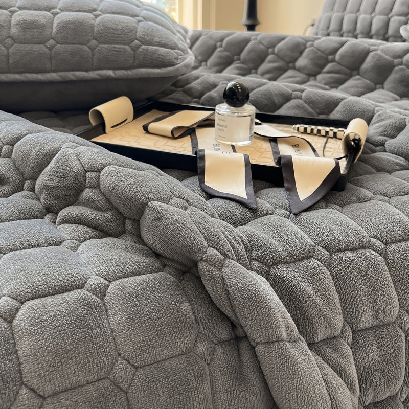 Soft Quilted Throw Blanket – Modern Square Pattern Design
