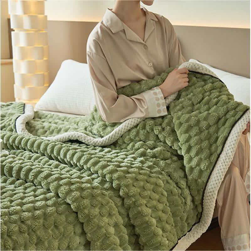 Thick Coral Fleece Throw Blanket – Soft, Warm & Reversible Design