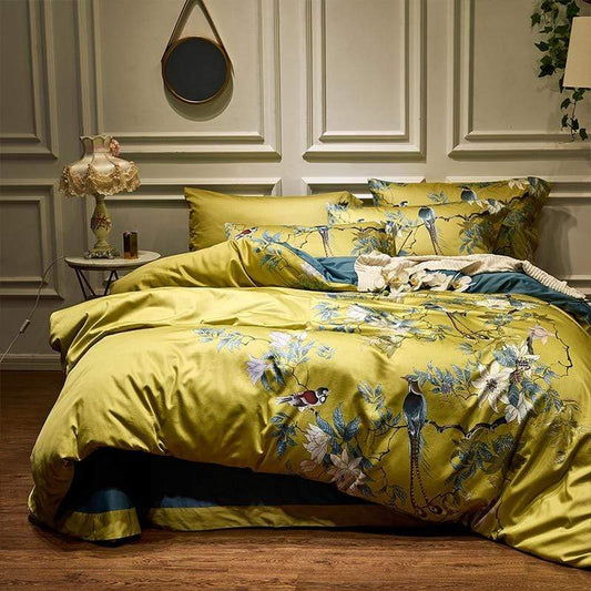 Tranquility Yellow Duvet Cover Set – Long-Staple Sateen Cotton Bedding