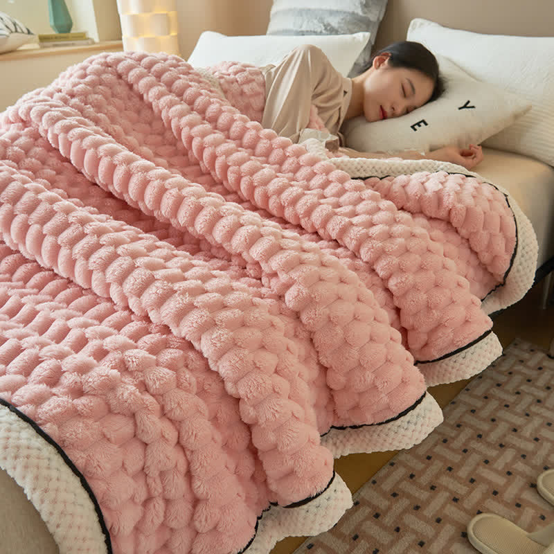 Thick Coral Fleece Throw Blanket – Soft, Warm & Reversible Design