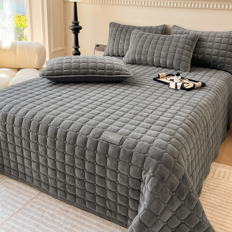 Soft Quilted Throw Blanket – Modern Square Pattern Design