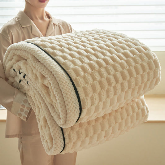 Thick Coral Fleece Throw Blanket – Soft, Warm & Reversible Design