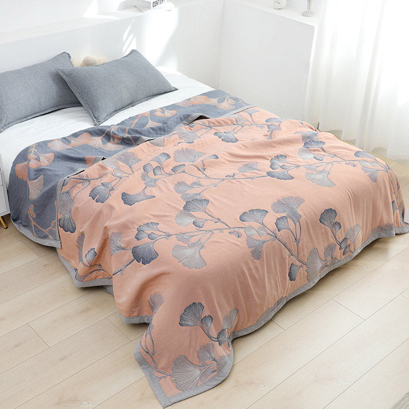 Ginkgo Leaf Cotton Gauze Quilt – Soft, Breathable & Reversible Design