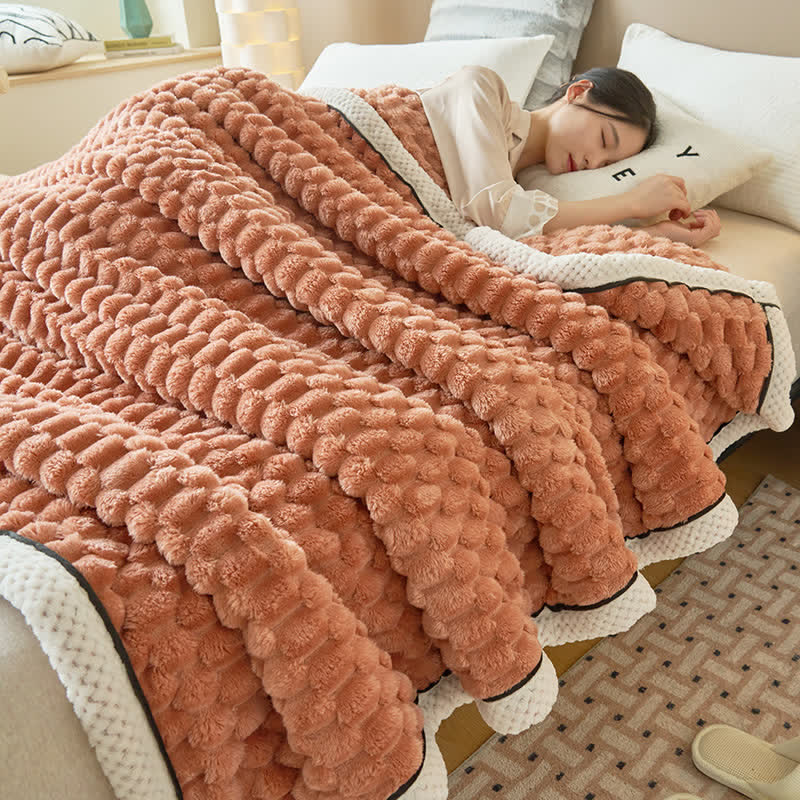 Thick Coral Fleece Throw Blanket – Soft, Warm & Reversible Design